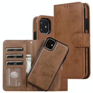 For iPhone 11 KLT888-2 Retro 2 in 1 Detachable Magnetic Horizontal Flip TPU + PU Leather Case with Holder & Card Slots & Photo Frame & Wallet(Brown) (OEM)