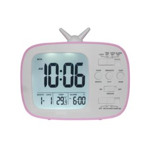 G179 Retro TV Alarm Clock Student Dormitory Bed Electronic Clock(Pink English Version) (OEM)