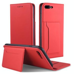 For iPhone 8 Plus / 7 Plus Strong Magnetism Shockproof Horizontal Flip Liquid Feel Leather Case with Holder & Card Slots & Wallet(Red) (OEM)