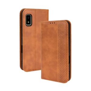 For Sharp Aquos Wish Magnetic Buckle Retro Texture Leather Phone Case(Brown) (OEM)