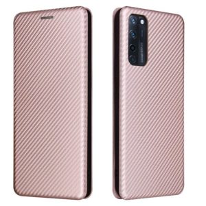 For ZTE Axon 20 5G / 4G Carbon Fiber Texture Horizontal Flip TPU + PC + PU Leather Case with Card Slot(Pink) (OEM)