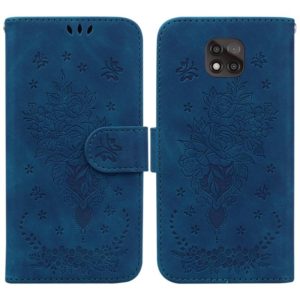 For Motorola Moto G Power 2021 Butterfly Rose Embossed Leather Phone Case(Blue) (OEM)