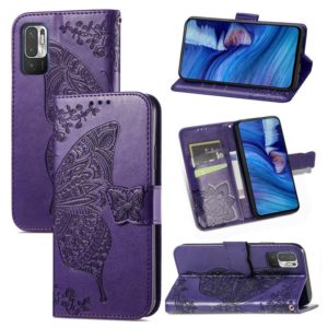 For Xiaomi Redmi Note10 5G Butterfly Love Flowers Embossed Horizontal Flip Leather Case with Holder & Card Slots & Wallet & Lanyard(Dark Purple) (OEM)