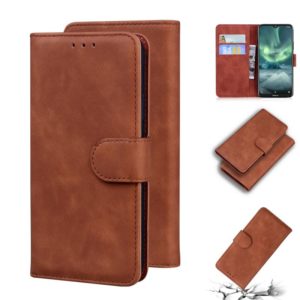 For Nokia 6.2 / 7.2 Skin Feel Pure Color Flip Leather Phone Case(Brown) (OEM)