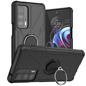 For Motorola Edge 20 Pro Armor Bear Shockproof PC + TPU Phone Protective Case with Ring Holder(Black) (OEM)
