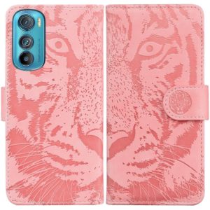 For Motorola Edge 30 Tiger Embossing Pattern Horizontal Flip Leather Phone Case(Pink) (OEM)