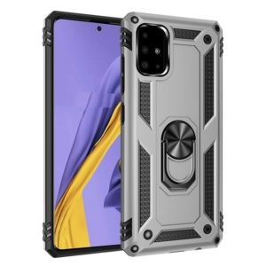 For Galaxy A51 Shockproof TPU + PC Protective Case with 360 Degree Rotating Holder(Silver) (OEM)
