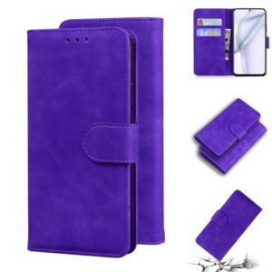 For Huawei P50 Skin Feel Pure Color Flip Leather Phone Case(Purple) (OEM)