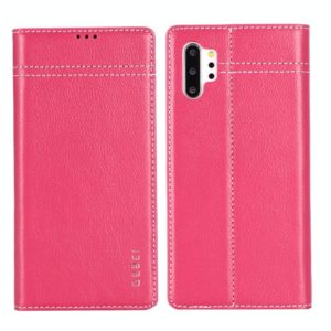 For Galaxy Note 10+ GEBEI Top-grain Leather Horizontal Flip Protective Case with Holder & Card Slots(Rose Red) (GEBEI) (OEM)