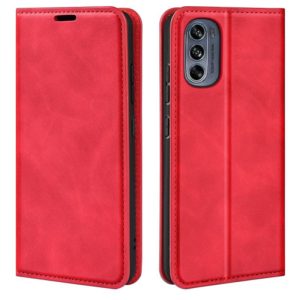 For Motorola G62 5G Retro-skin Magnetic Suction Leather Phone Case(Red) (OEM)