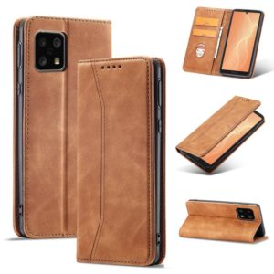 For Sharp Aquos Sense 4 5G Magnetic Dual-fold Leather Phone Case(Brown) (OEM)