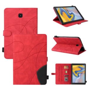 For Samsung Galaxy Tab A 8.0 (2018) T387 Dual-color Splicing Horizontal Flip PU Leather Case with Holder & Card Slots(Red) (OEM)