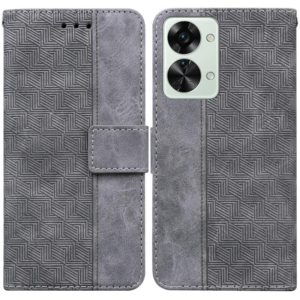 For OnePlus Nord 2T Geometric Embossed Leather Phone Case(Grey) (OEM)