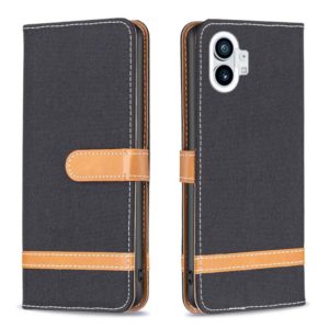 For Nothing Phone 1 Color Matching Denim Texture Leather Phone Case(Black) (OEM)