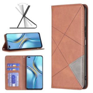 For Honor X20 Prismatic Invisible Magnetic Leather Phone Case(Brown) (OEM)
