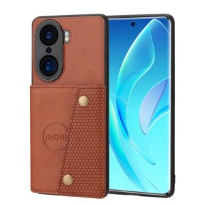 For Honor 60 Double Buckle PU + TPU Shockproof Magnetic Phone Case(Brown) (OEM)
