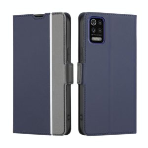 For LG K52 Twill Texture Side Button Leather Phone Case(Blue) (OEM)