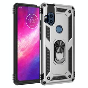 For Motorola One Hyper Shockproof TPU + PC Protective Case with 360 Degree Rotating Holder(Silver) (OEM)