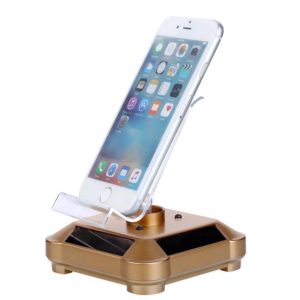 Solar Turntable Mobile Phone Stand Display Stand With Coloful Light(Gold) (OEM)