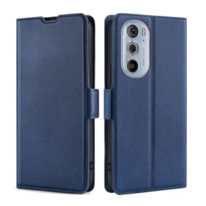 For Motorola Moto Edge+ 2022 / Edge 30 Pro Ultra-thin Voltage Side Buckle Leather Phone Case(Blue) (OEM)