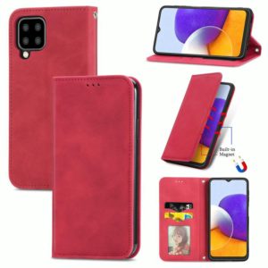 For Samsung Galaxy A22 4G (EU Version) Retro Skin Feel Business Magnetic Horizontal Flip Leather Case With Holder & Card Slots & Wallet & Photo Frame(Red) (OEM)