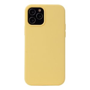 For iPhone 12 / 12 Pro Solid Color Liquid Silicone Shockproof Protective Case(Yellow) (OEM)