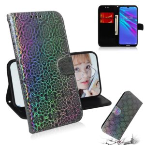 For Huawei Y6 2019 Solid Color Colorful Magnetic Buckle Horizontal Flip PU Leather Case with Holder & Card Slots & Wallet & Lanyard(Silver) (OEM)