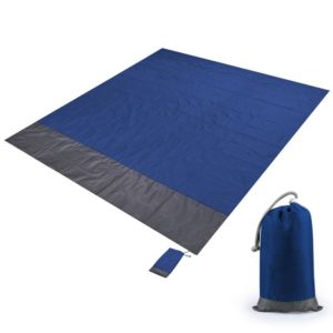 Polyester Waterproof Plaid Cloth Pocket Picnic Mat Outdoor Camping Beach Mat, Size: 2.1 x 2m(Royal Blue + Dark Gray) (OEM)