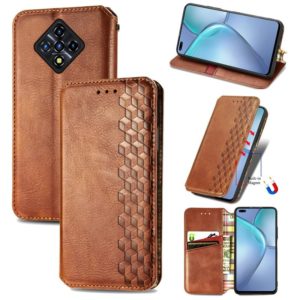 For Infinix Zero 8 Cubic Grid Pressed Horizontal Flip Magnetic Leather Case with Holder & Card Slots & Wallet(Brown) (OEM)