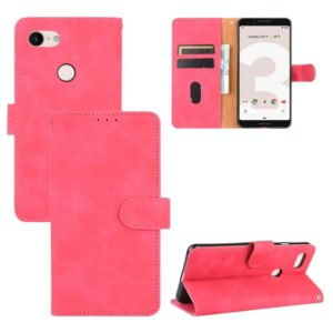 For Google Pixel 3 Solid Color Skin Feel Magnetic Buckle Horizontal Flip Calf Texture PU Leather Case with Holder & Card Slots & Wallet(Rose Red) (OEM)