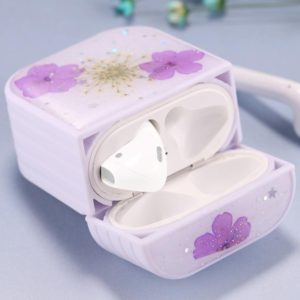 For AirPods 1 / 2 Beautiful Ladies Flowers Pattern Wireless Earphone Protective Case(Purple) (OEM)