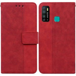 For Infinix Hot 9 X655C / Note 7 Lite Geometric Embossed Leather Phone Case(Red) (OEM)
