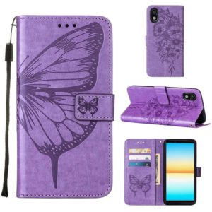 For Sony Xperia ACE III Embossed Butterfly Leather Phone Case(Purple) (OEM)