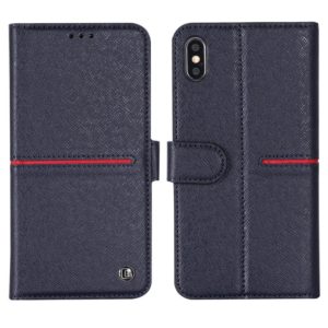 For iPhone XS / X GEBEI Top-grain Leather Horizontal Flip Protective Case with Holder & Card Slots & Wallet & Photo Frame(Blue) (GEBEI) (OEM)