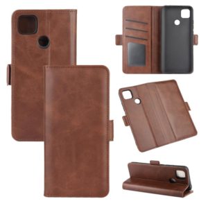 For Xiaomi Redmi 9C Dual-side Magnetic Buckle Horizontal Flip Leather Case with Holder & Card Slots & Wallet(Brown) (OEM)