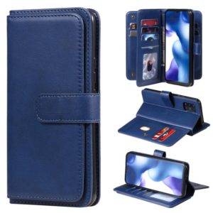 For Xiaomi Mi 10 Lite Multifunctional Magnetic Copper Buckle Horizontal Flip Solid Color Leather Case with 10 Card Slots & Wallet & Holder & Photo Frame(Dark Blue) (OEM)