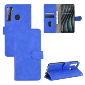 For HTC Desire 20 Pro Solid Color Skin Feel Magnetic Buckle Horizontal Flip Calf Texture PU Leather Case with Holder & Card Slots & Wallet(Blue) (OEM)