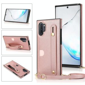 For Samsung Galaxy Note 10 Pro Wrist Strap PU+TPU Shockproof Protective Case with Crossbody Lanyard & Holder & Card Slot(Rose Gold) (OEM)