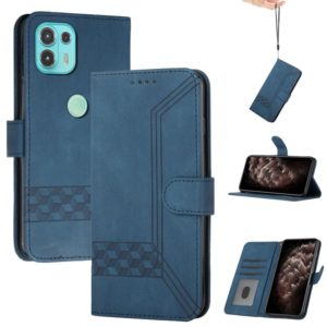 For Motorola Edge 20 Lite Cubic Skin Feel Flip Leather Phone Case(RoyalBlue) (OEM)