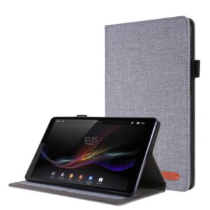 For Lenovo Tab M8 Horizontal Flip TPU + Fabric PU Leather Protective Case with Name Card Clip(Grey) (OEM)