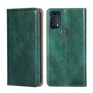 For TCL 20B 6159K Pure Color Magnetic Leather Phone Case(Green) (OEM)