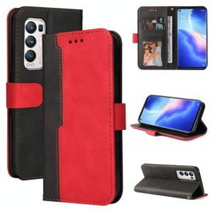 For OPPO Reno5 Pro+ 5G / Find X3 Neo Business Stitching-Color Horizontal Flip PU Leather Case with Holder & Card Slots & Photo Frame & Lanyard(Red) (OEM)