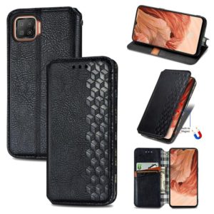 For OPPO F17 Cubic Grid Pressed Horizontal Flip Magnetic PU Leather Case with Holder & Card Slots & Wallet(Black) (OEM)