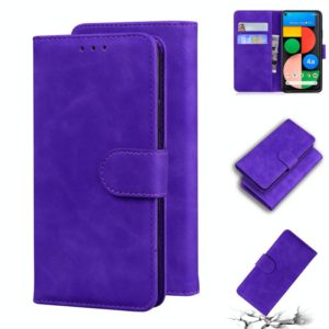 For Google Pixel 5 XL / 4a 5G Skin Feel Pure Color Flip Leather Phone Case(Purple) (OEM)