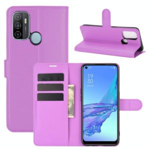 For OPPO A53 2020/OPPO A32 2020 Litchi Texture Horizontal Flip Protective Case with Holder & Card Slots & Wallet(Purple) (OEM)