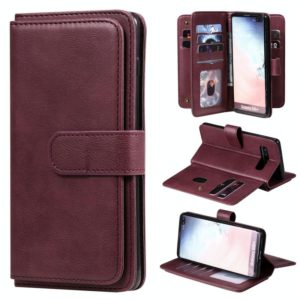 For Samsung Galaxy S10+ Multifunctional Magnetic Copper Buckle Horizontal Flip Solid Color Leather Case with 10 Card Slots & Wallet & Holder & Photo Frame(Wine Red) (OEM)