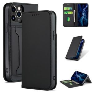 For iPhone 12 Pro Max Strong Magnetism Shockproof Horizontal Flip Liquid Feel Leather Case with Holder & Card Slots & Wallet(Black) (OEM)