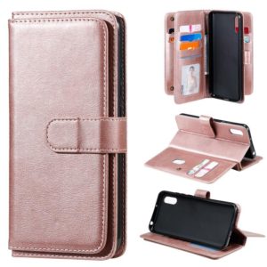 For Xiaomi Redmi 9A Multifunctional Magnetic Copper Buckle Horizontal Flip Leather Case with Bracket & 10 Card Slots & Wallet & Photo Frame(Rose Gold) (OEM)