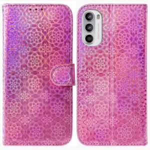 For Motorola Moto G62 5G Colorful Magnetic Buckle Leather Phone Case(Pink) (OEM)