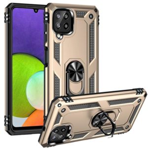 For Samsung Galaxy A22 4G Shockproof TPU + PC Protective Case with 360 Degree Rotating Holder(Gold) (OEM)